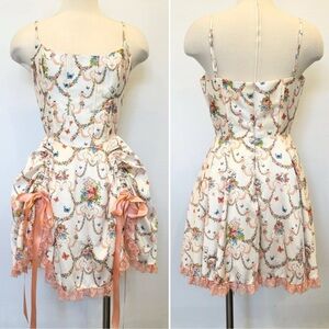 Sugar Thrillz Lush Opulence Renaissance Print Floral Corset Dress L